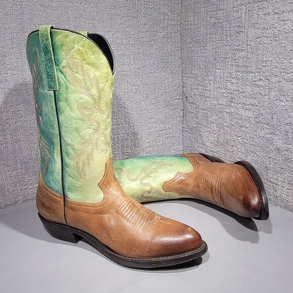 Masterson RBC824 Men's Size 14 EW US Brown Green Leather Pull on Western Boots - Picture 11 of 11